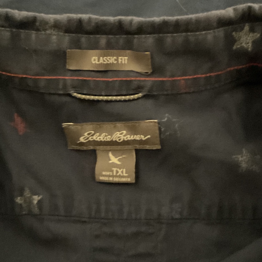 Eddie Bauer Dark Shirt with Subtle Star Patterns